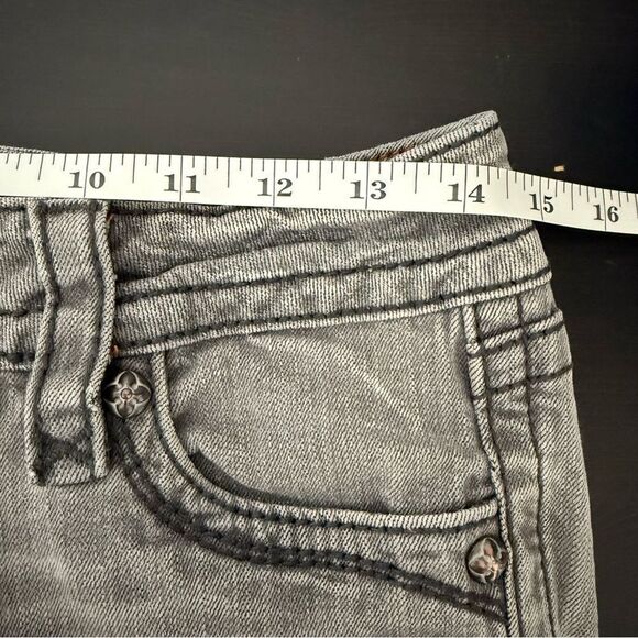 Rock Revival Celine Skinny Jeans Women 28 Gray Low Rise Embellished Denim Grunge - Picture 14 of 16